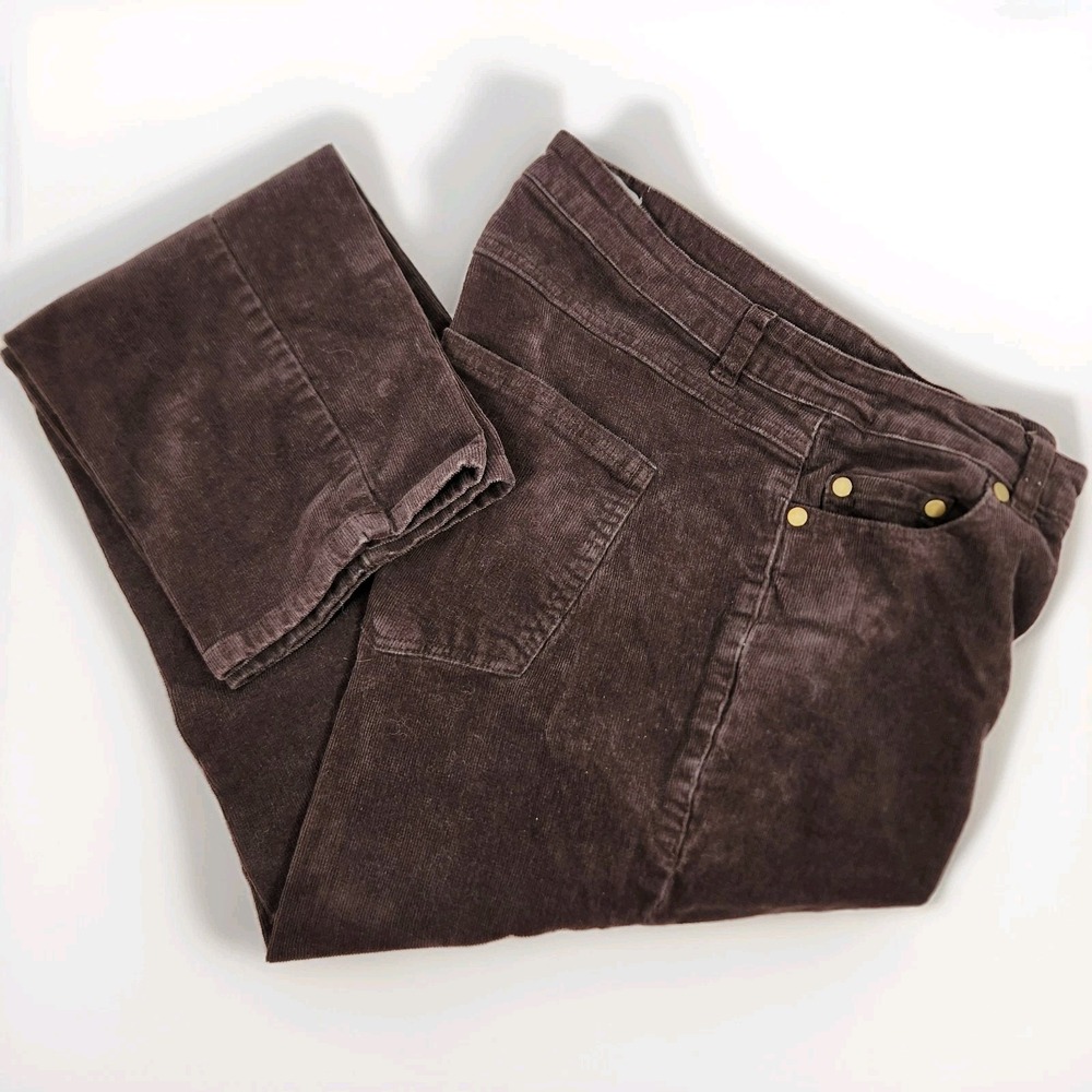 Woman Within Womens Stretch Corduroy Plus Sz 14W Classic Straight Leg Brown